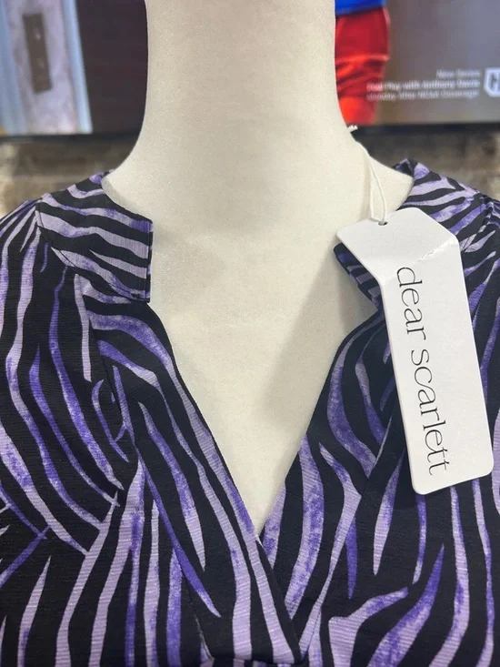Dear Scarlett Black and Purple Zebra-Print Tunic Top new with tags size large - Picture 3 of 6